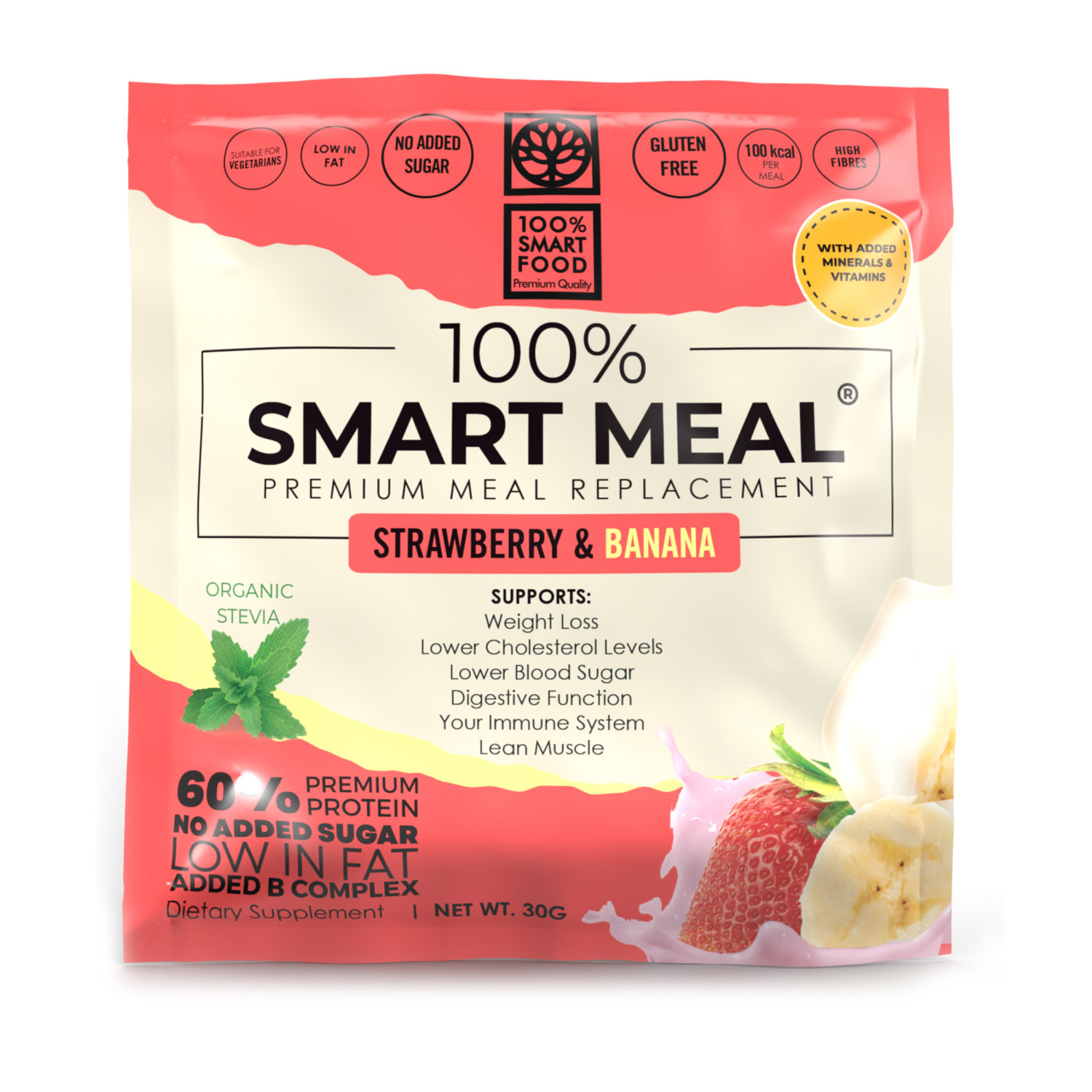 100% SMART MEAL - JAGODA/BANANA 30g